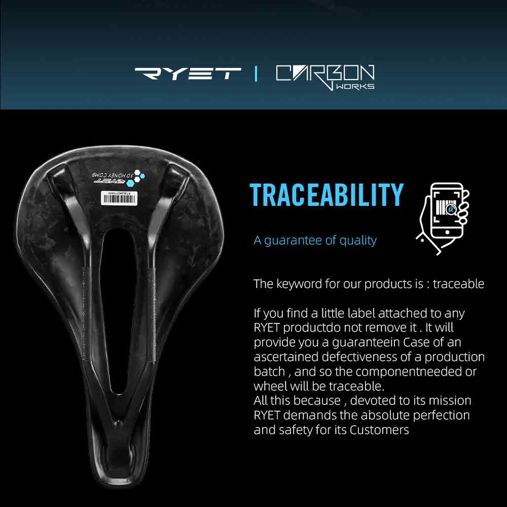 RYET 3D Gedruckt Carbon Fahrrad Sattel 140mm 143mm Superlight Road MTB Rennrad Sitz Sättel Kissen Radfahren sitzen Teile – Detail 5