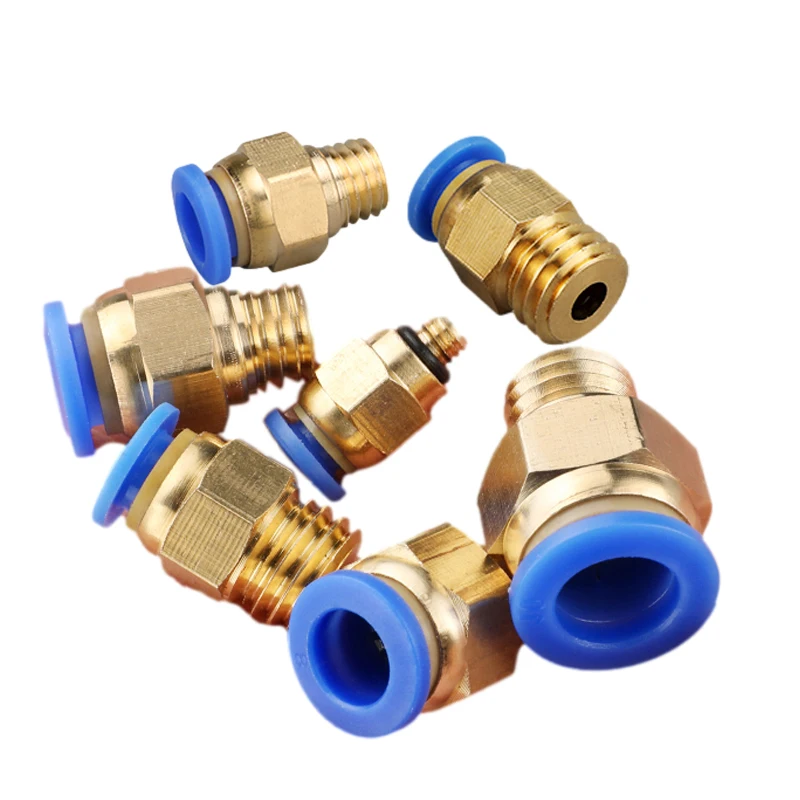 PC8-M10X1.5 PC10-M10X1.75 PC12-M12X1.75 Pneumatic Air Fitting 10mm 4mm Hose Male Thread M14 M16 Air Nipple Brass Quick Coupling