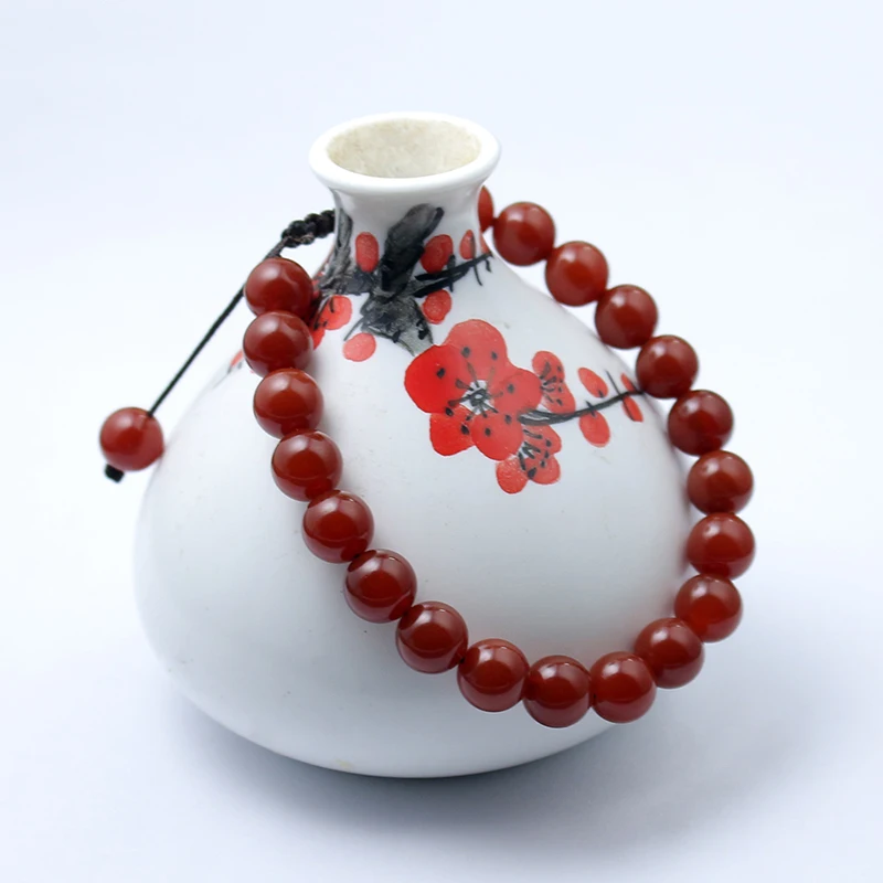 Konig-pulsera de ágata para Cosplay Unisex, colgante de cuentas Rojas ajustables, accesorios de cadena de mano, regalos de navidad