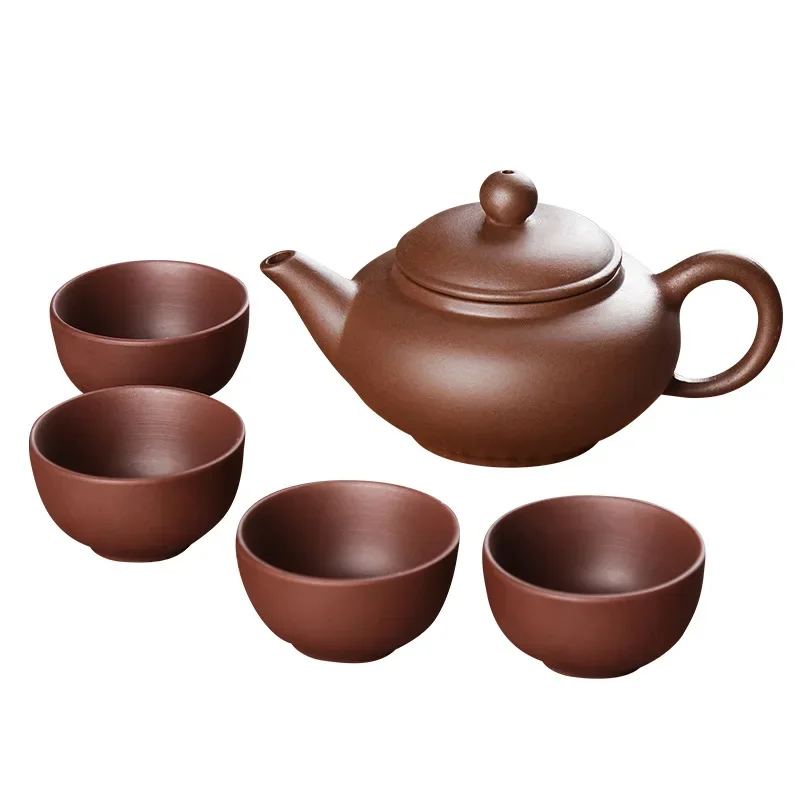 

150ml Yixing Teapot Purple Clay Kung Fu Tea Set Handmade Dragon Elephant Squirrel Tea Pot with 4pcs Cup Set