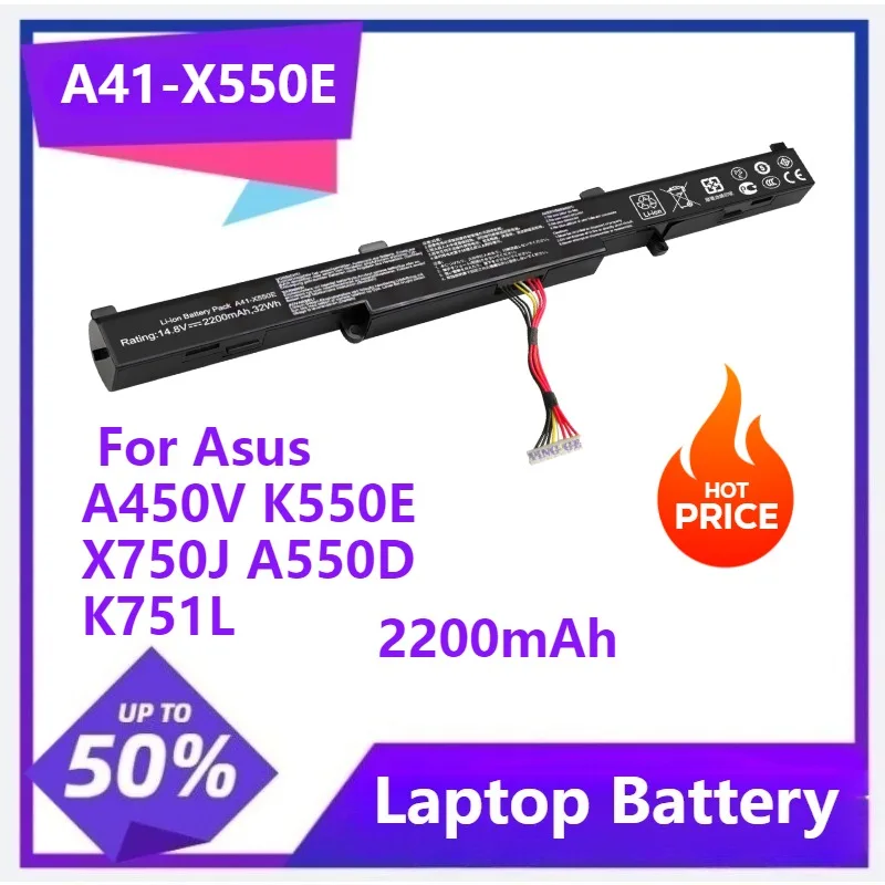 Аккумулятор для ноутбука A41-X550E для Asus A450V K550E X750J A550D K751L X751L F450 P750LB X751MA F450C R752L X751MD F450E R752MA X751MJ Аккумулятор для ноутбука A41-X550E для Asus A450V K550E X750J A550D K751L X751L F450 P750LB X751MA F450C R752L X751MD F450E R752MA X751MJ
