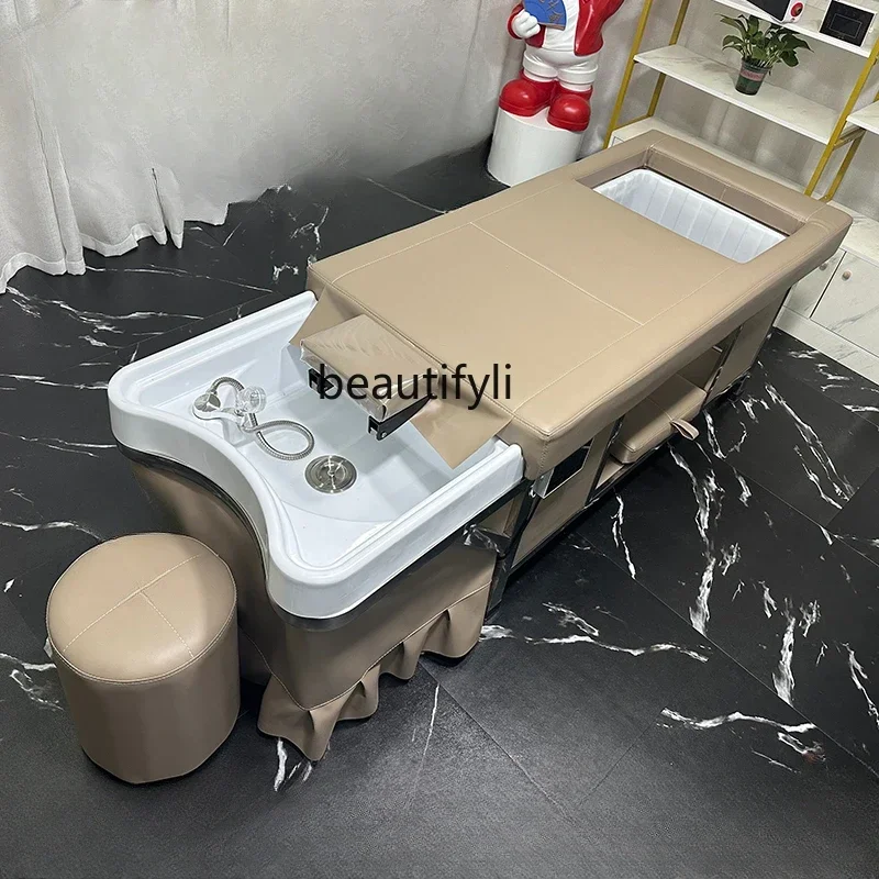 Beauty Salon Does Not Need to Connect to the Downcomer Water Storage Shampoo Chair Comes with Water Heater Head Treatment