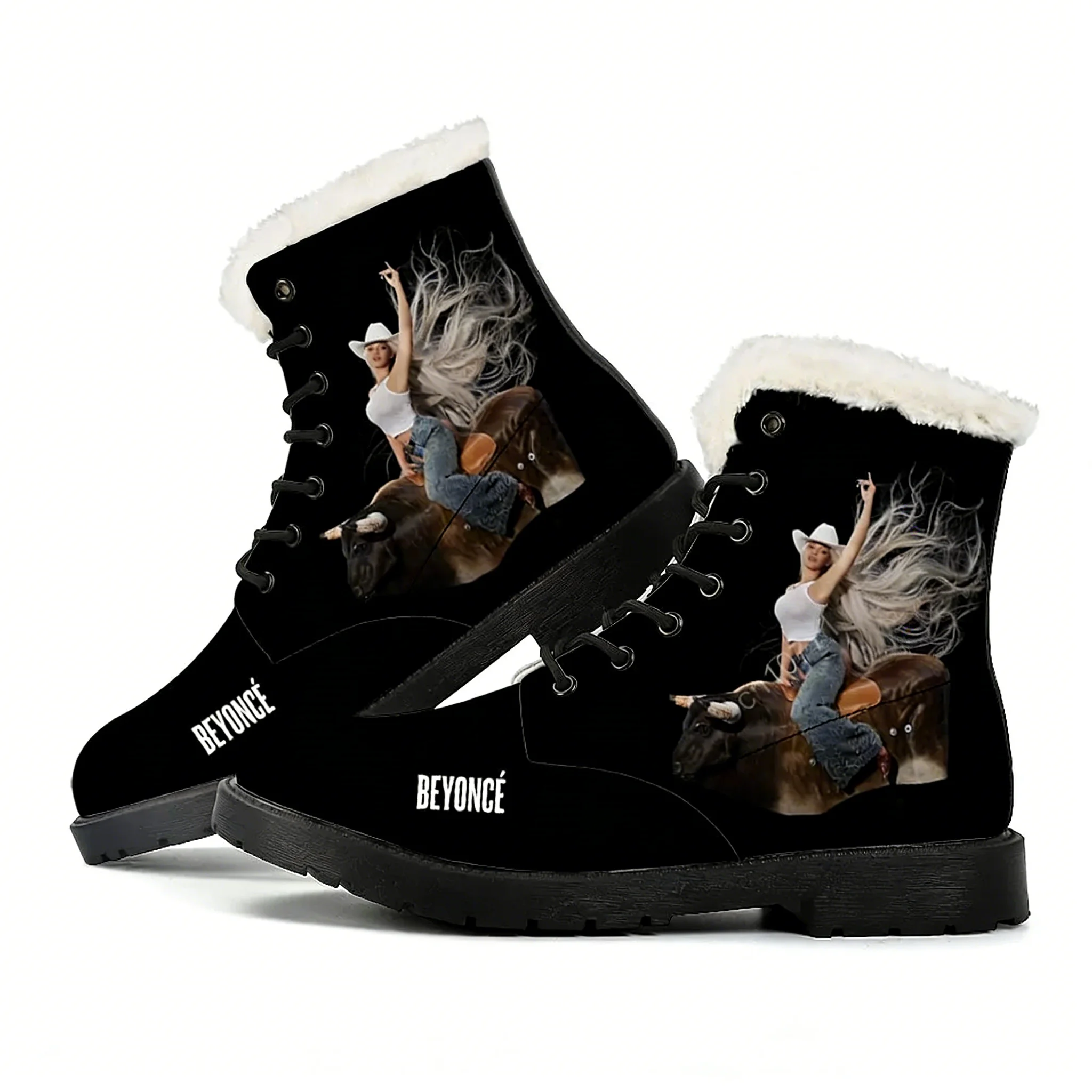 

Beyonce Rock Cowboy Carter Plush Keep Warm Boots Mens Womens Winter Outdoor Hiking snow boots High quality Customize Boots