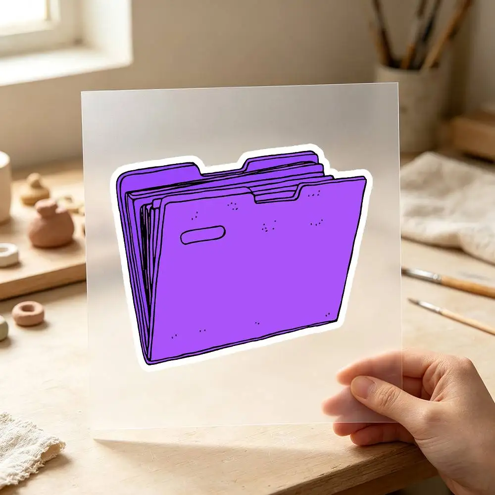 Purple Folder Minimal Aesthetic Waterproof Stickers For Decorating Car Windows Motorcycles And Computers.