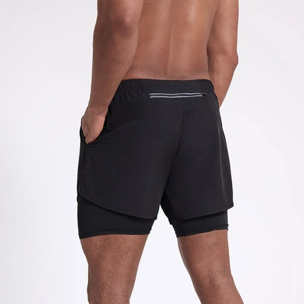 

Running Shorts 2 in 1 Sports Shorts Quick Dry with Pocket Men's Sportswear with Liner Breathable Cycling Shorts Fitness
