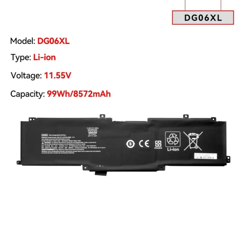 11.55V 99Wh 8572mAh 9Cell DG06XL Laptop Battery For HP Omen X 17-AP Series Notebook TPN-Q197 925149-855 925197-271 HSTNN-DB8G