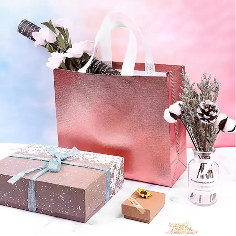 4 Stück – Geschenktüte, große, wiederverwendbare Vlies-Geschenktüte mit Griff, Geschenktüte für Geburtstagsfeiern