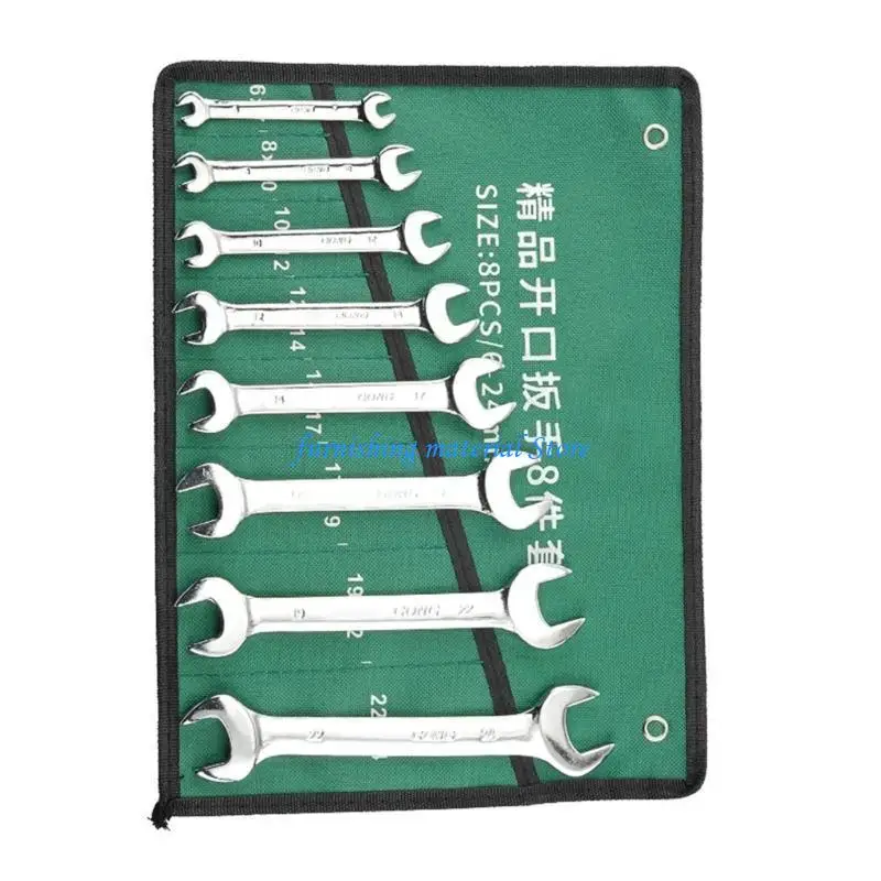 Y5GD Completing Wrench Collection Mirror Finish Open End Tools 8/10Pcs with Convenient Carry Bag Double Head Spanner Tools