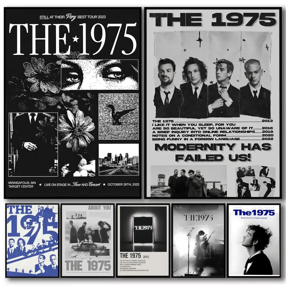 Hot Band T-the 1975 Painting Calligraphy High-Quality Cotton Canvas Poster Wall Art for Living Room Modern Coffee House Decor
