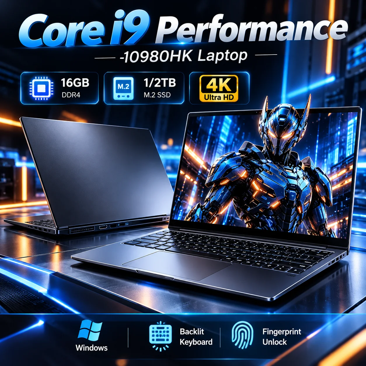 Computador portátil para jogos de 15,6 polegadas, com processador Intel Core i9 10980HK, sistema operativo Windows, 16/32 GB de RAM, desbloqueio por impressão digital, portátil seguro.