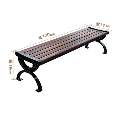 Leisure backrest Open-air courtyard three-person outdoor seat Outdoor wrought iron park bench Anti-corrosive wooden strip stool