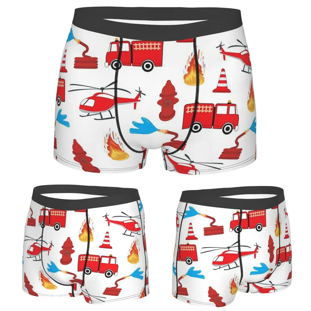 

Boxer Underpants Shorts Red Transport Fire Truck Engine Brigade Panties Men Comfortable Underwear for Homme Man Boyfriend Gifts