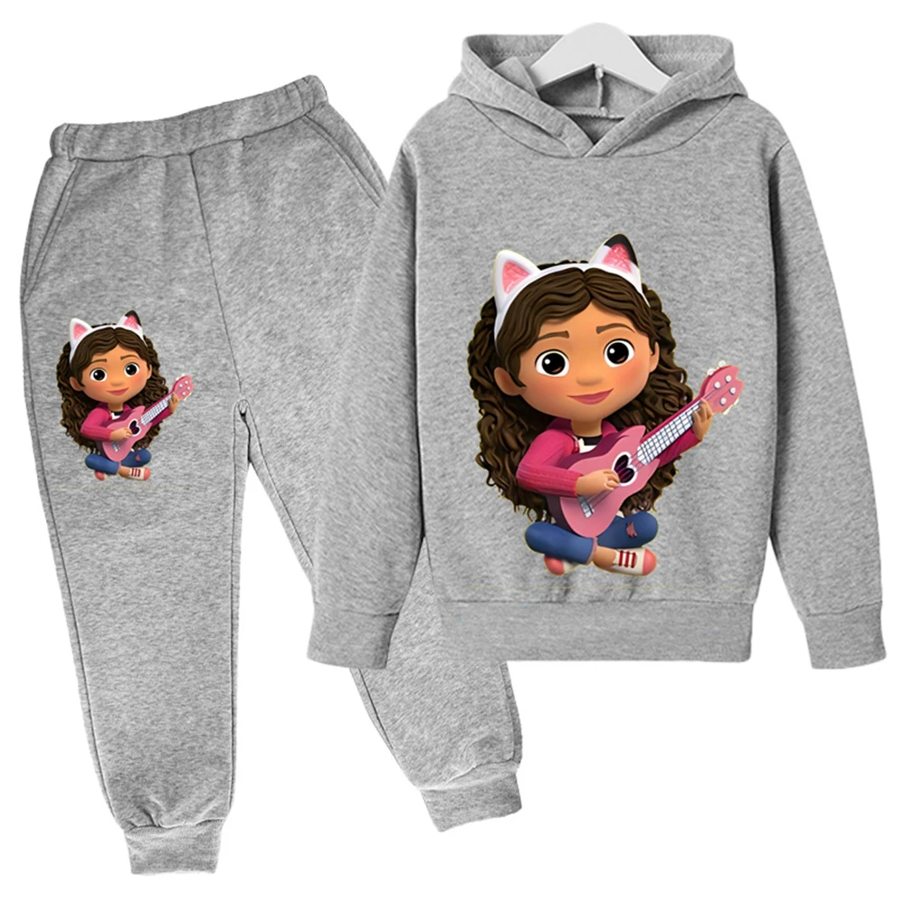 Kids Gabby Cats Hoodie Toddler Girls Gabbys Dollhouse Clothes Baby Boys Long Sleeve Sweatshirt Sets Autumn Children\'s Clothing