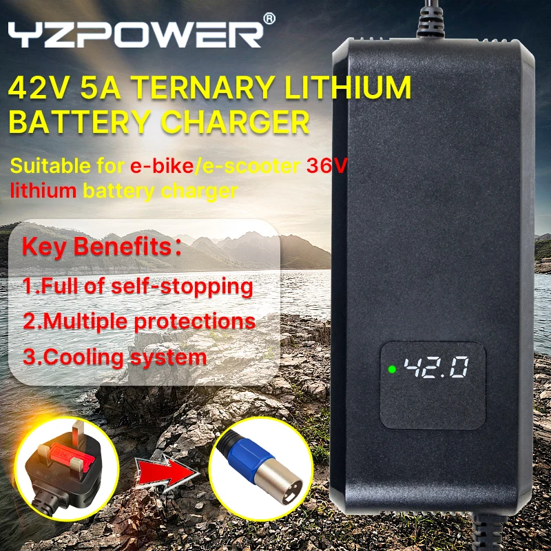 

YZPOWER 42 В 5A зарядное устройство для литиевой батареи быстрая зарядка 36 В 10S литиевый аккумулятор электроинструмент для скутера универсальный с охлаждающим вентилятором