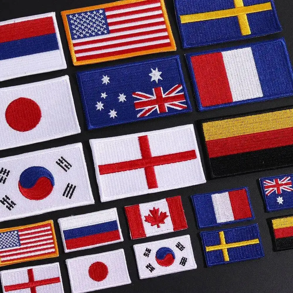 Country Flag Patch Stripes Embroidered Russia UK France EU Netherlands Flag Tactical Military Patches Army Applique stripe Badge