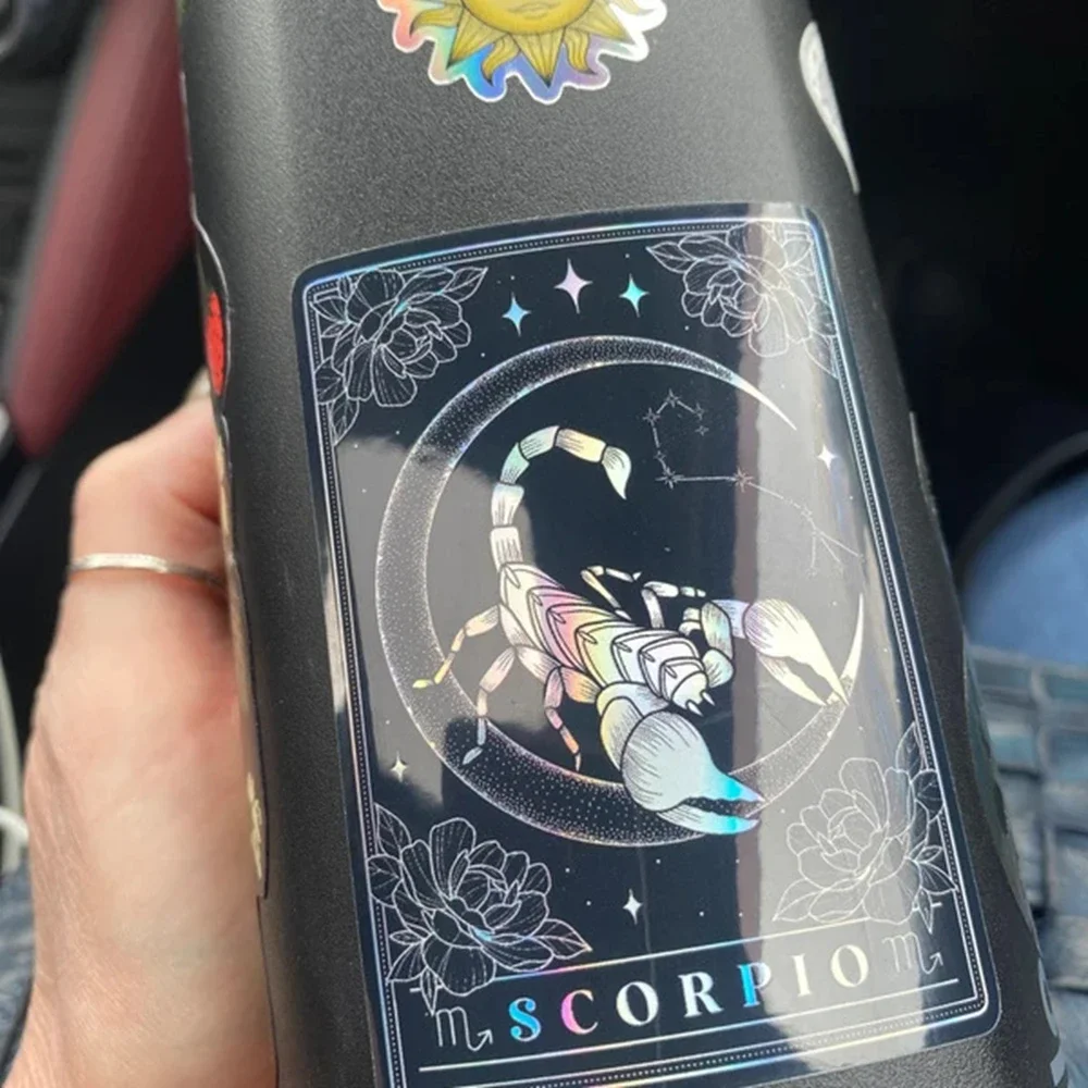 بريق كوكبة زودياك ملصقات اثني عشر كوكبة معدنية احباط ملصق مجموعة القوطية الظلام نمط مقاوم للماء ملصقات الإبداعية #5