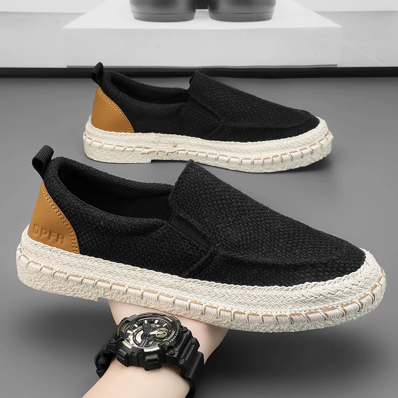 

Летняя мужская повседневная обувь, тканевая обувь ручной работы, дышащие легкие прогулочные кроссовки, лоферы без шнуровки, удобная обувь для вождения