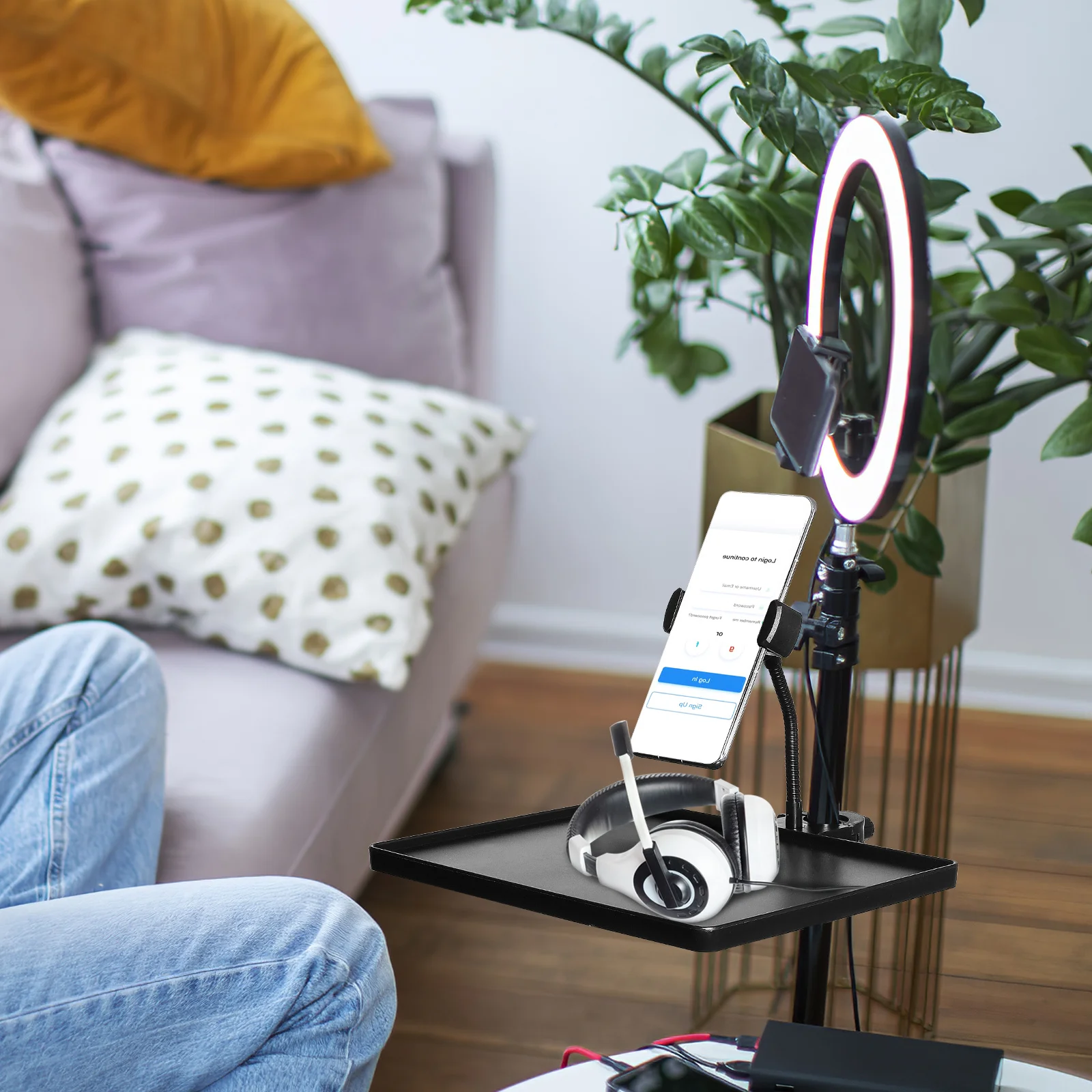 Sound Card Tray Microphone Holder Clamp On Rack For Live Broadcast Shelf Mobile Stand Mic Storage Stand Dj Equipment