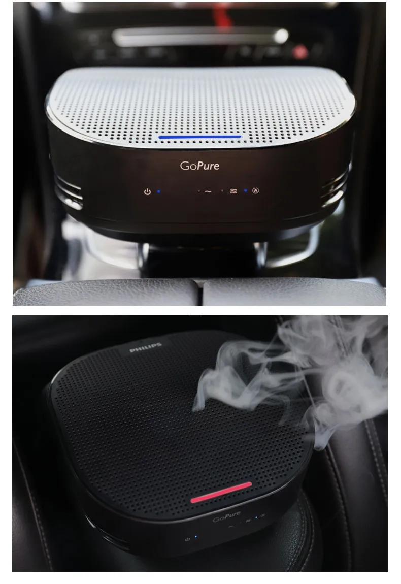 جهاز تنقية هواء السيارة Philips ، وإزالة أنواع الهواء من 3 أنواع من Atains ، ومؤشر الألوان ، ويظهر جودة الهواء في وقت واحد ، GoPure