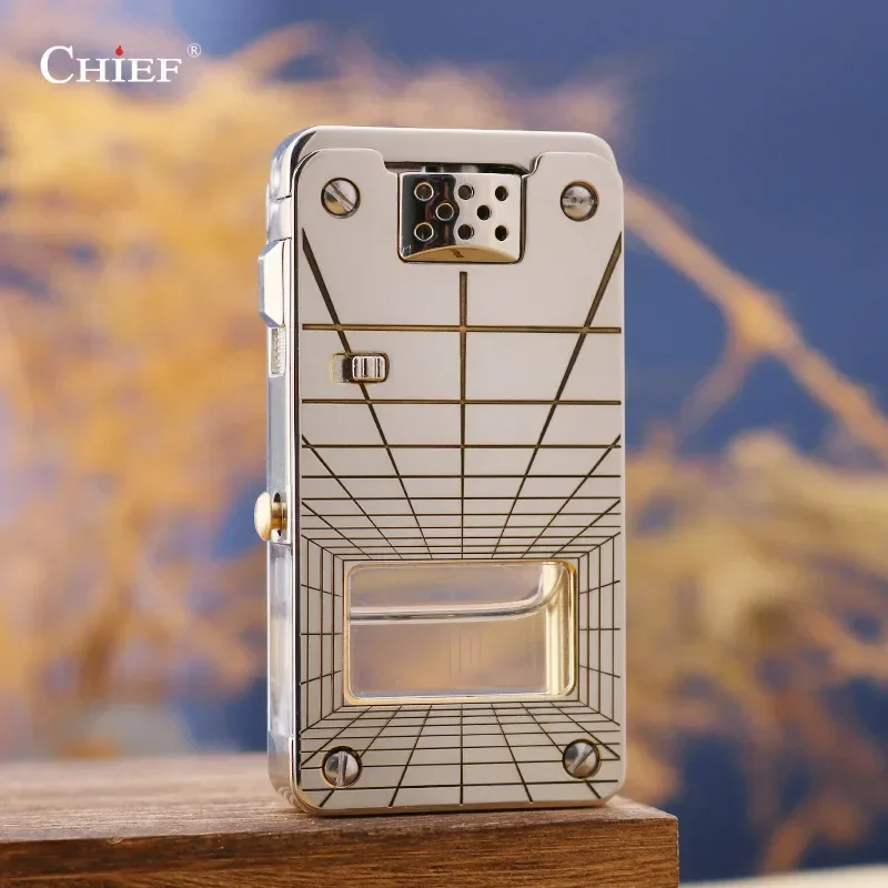 CHIEF Creative Transparent Fuel Tank Kerosene Lighter, Ejection Automatic Ignition, Good-looking Men's Lighter Gift