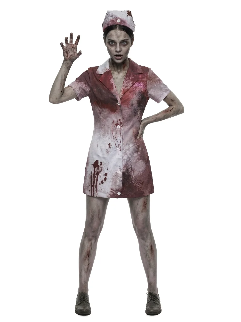 Déguisement Infirmière Zombie Déchirée avec Coiffe – photo 14