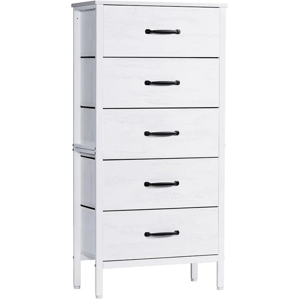 

Coat Closet Home Furniture Makeup Dressing Table With Mirror White Chest of 5 Fabric Drawers for Bedroom Check Room Nightstands