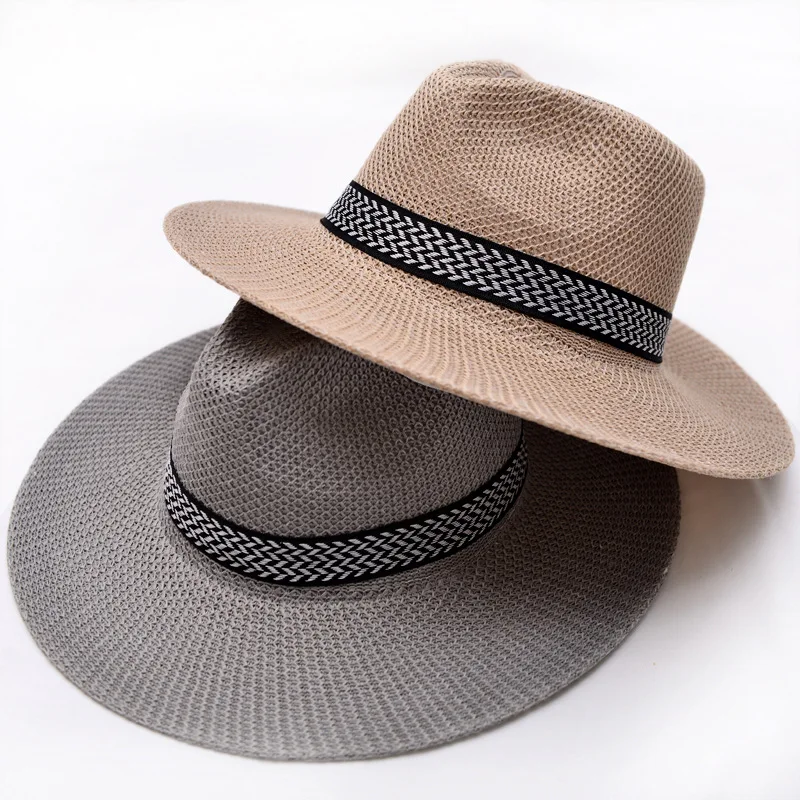 Designer Marca Verão Grama dos homens Viseira Grande Brim Protetor Solar Ao Ar Livre Chapéu De Sol Grande Aro Cap Pesca Viagem Gorras Para Hombres