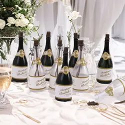 5/10/20pcs Mini Champagne Bottle With Bubble And Stick, Loose Set, Suitable For Wedding And Party Gifts