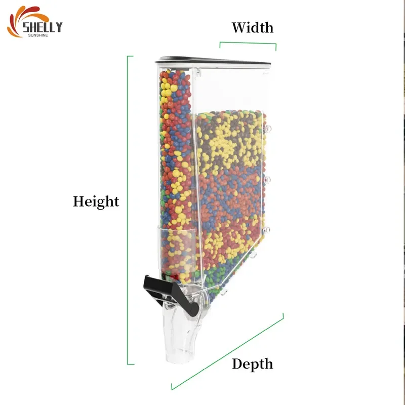 Wall Mounted Plastic Gravity Dispenser for Dry Food Rice Wheat Grain Storage XL Size Acrylic Candy Box Bulk Nuts Container