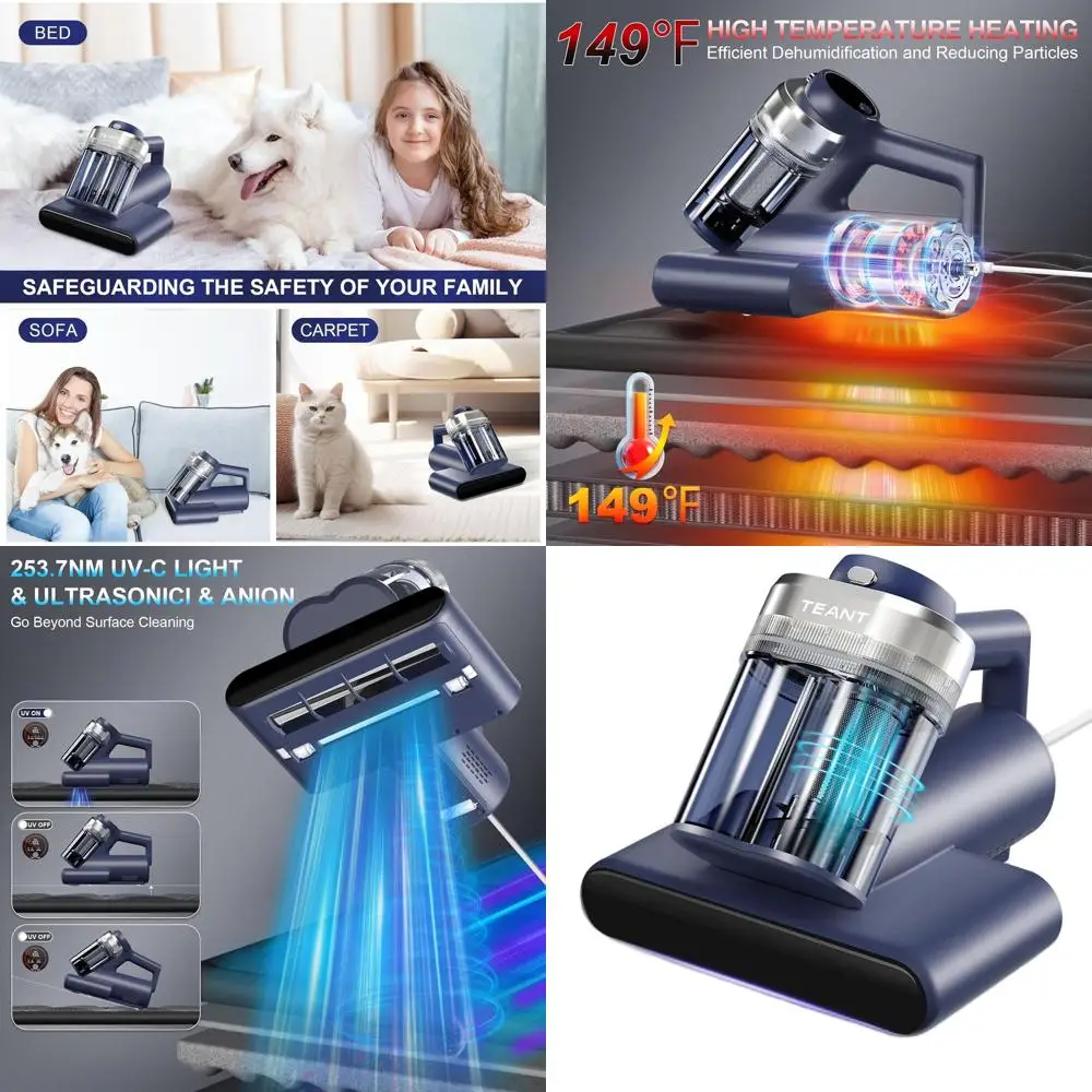 

Очиститель матрасов UV-C: свет 253,7 нм, всасывание 16 кПа, резьба 33000 об/мин, фильтр HEPA, 149 г. ℉ Тепло, ультразвуковой и анион для кровати и П