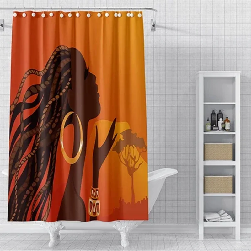 

JHB23Cartoon 3D Fashion Black Girl African American Woman Shower Curtain Sexy Modern Elegant Feminine Home Accessories9Kj(