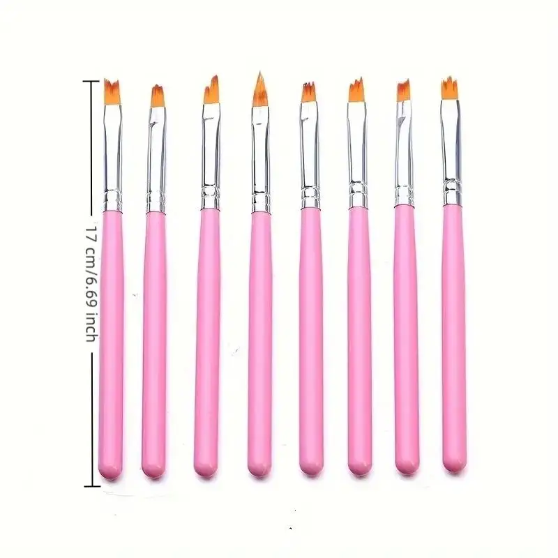 8 قطعة مجموعة مائل التدرج لطخة مسمار زهرة رسم سن المنشار القلم متعدد الوظائف مزيج شكل البتلة اللوحة هلام مسمار فرشاة فنية