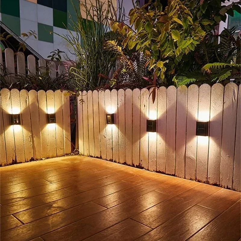 Luces solares hacia arriba y hacia abajo para exteriores, lámpara de pared de calle, alimentada por energía Solar, impermeable, decorativa para