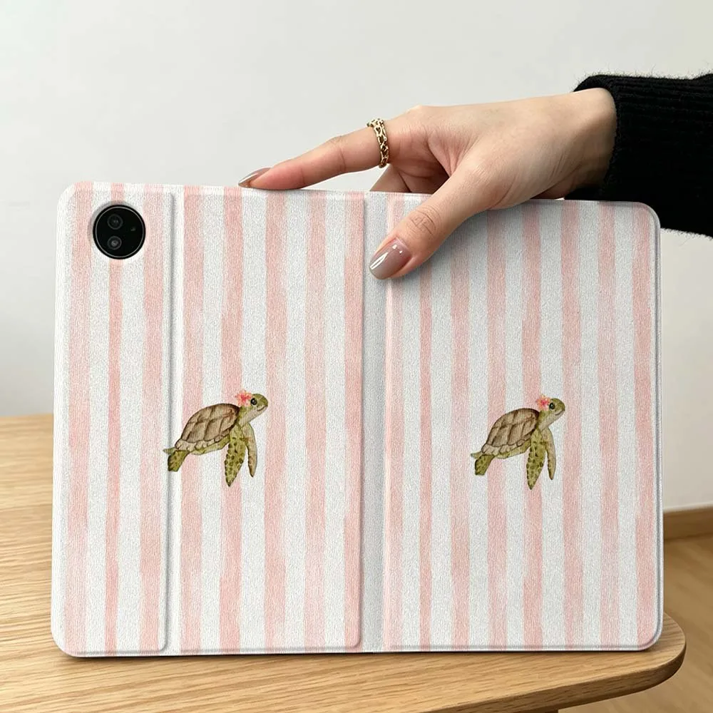 Turtle Pink Stripes Pen Tray For Lenovo Xiaoxin Pad Pro Tab P12 P11 11 13 11.2 11.5 10.6 inch K11 Plus Tablet Case