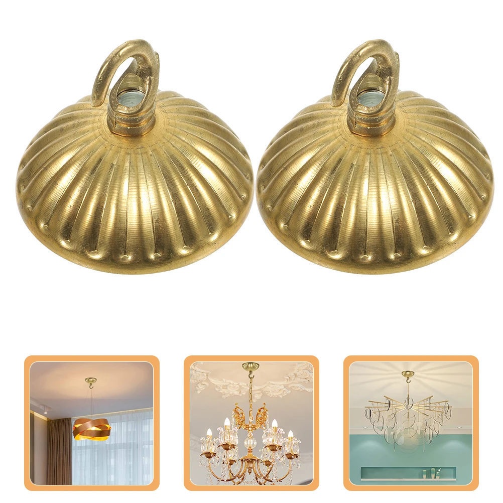 

2Pcs Vintage Ch Ceiling Plate 130mm Black Metal Canopy Hook for Pendant Light Cover DIY Retro Lamp Shade Decor