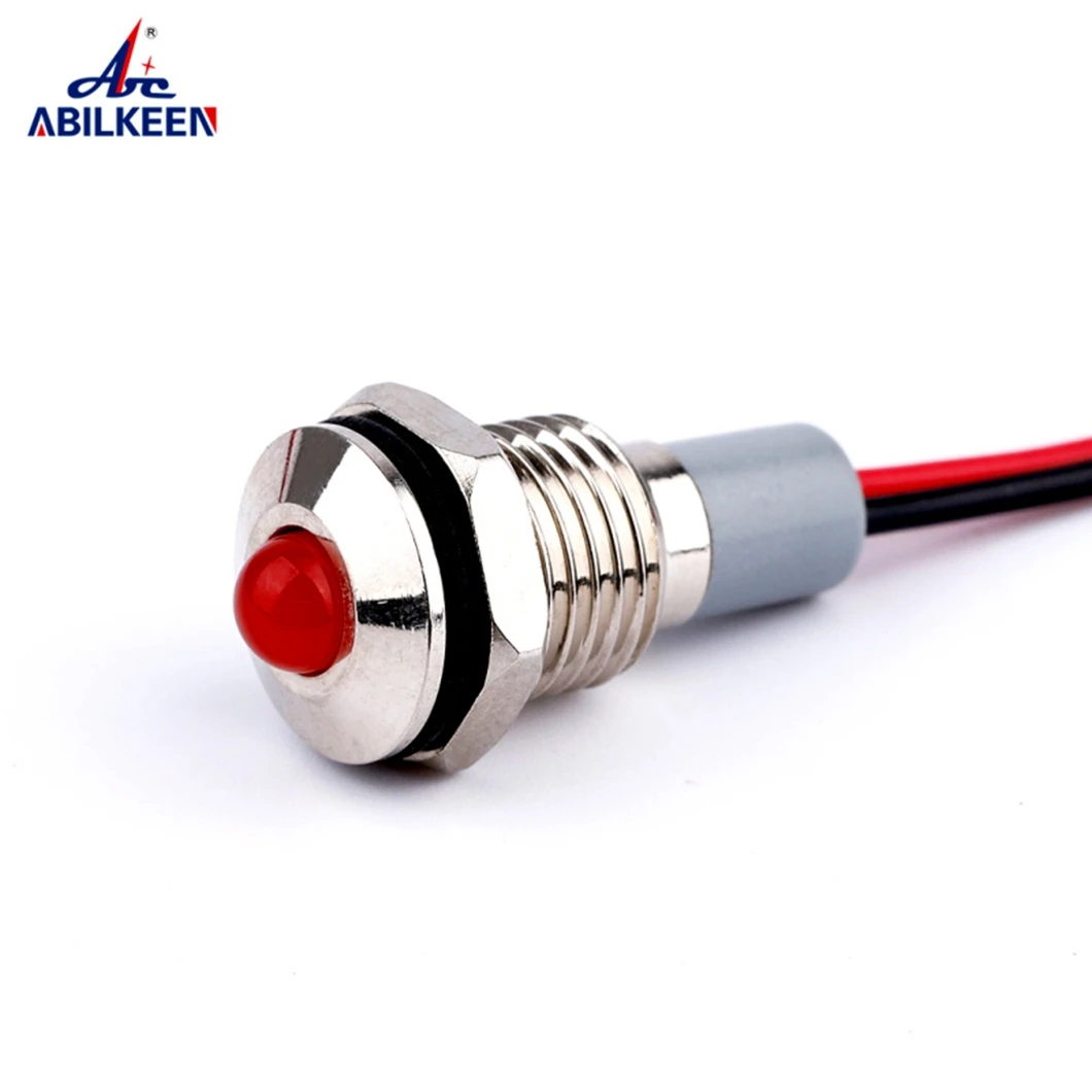 10pcs 10mm Ball Head LED Metal Pilot Lamp High Brightness Industrial Signal Indicator Light 3-220V with 150MM Wire Cable