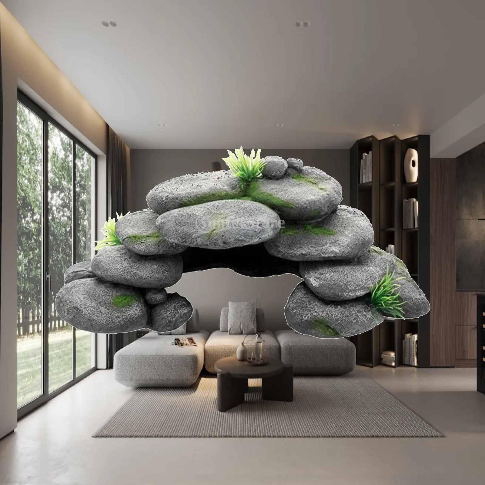 Pebble Resin Cave Fish Cave Naturalistic Design Stacked Pebble Ornament