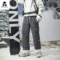 Winter Pants Men's Outdoor Snow Waterproof Windproof Warm Down Cotton Padded Pants Unisex Casual Thick Multi-Pocket Cargo Pants