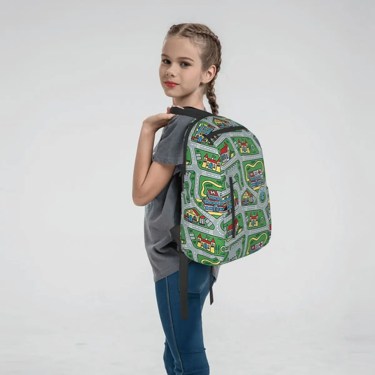 Car City Carpet Road Rug 90s Nostalgic Toy Backpack Large Capacity Boys Girls BookBag School Bag Shoulder Bags for Men Women
