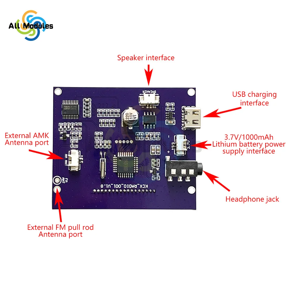 87-108MHz FM Full Band Radio Module short wave medium wave Electronic Number Digital Display Clock Controlled Radio Module Board