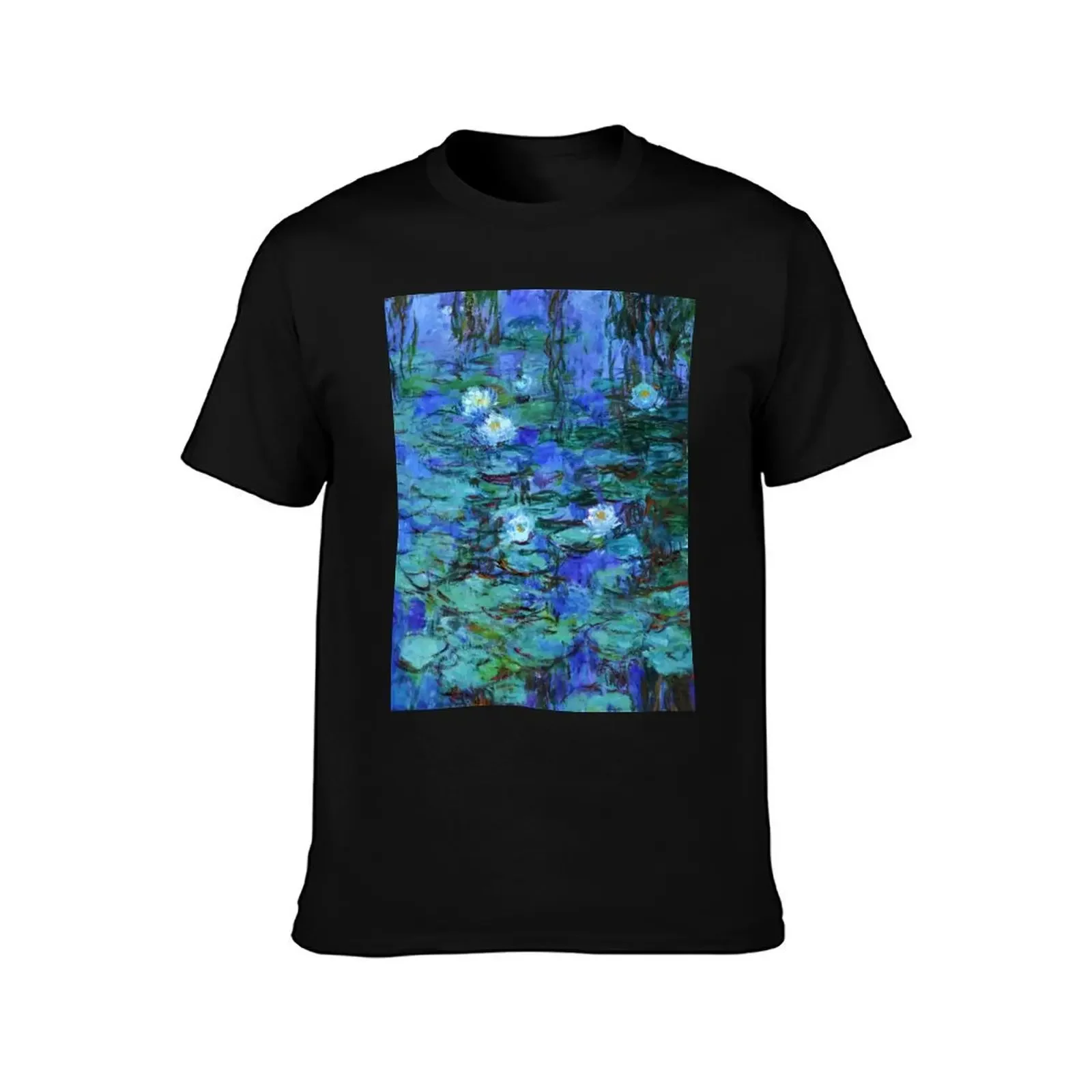 Claude Monet Water lilies - Blue Water lilies (4) T-Shirt oversizeds man t shirt blanks customs funny t shirts for men