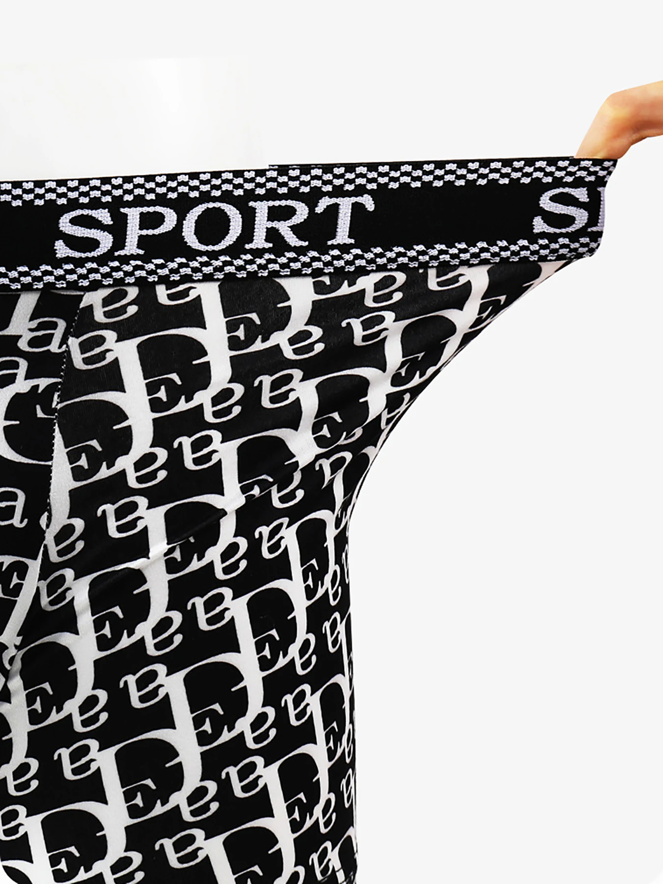 Men's 4-Piece Polyester Boxer Briefs Set - "SPORT" Logo Waistband, Monogram Patterned, Multi-Color  Underwear