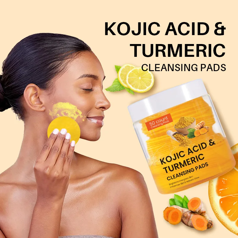 

30/50Pcs Natural Cleansing Pads Turmeric Kojic Acid Exfoliating Action Fades Dark Spots Skincare Pad Facial Deep Cleanser Sponge