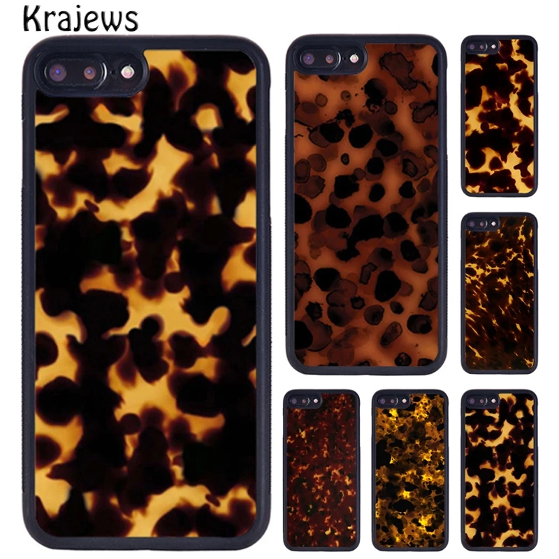 Krajews Tortoise Pattern Marble Phone Case For iPhone 16 15 14 X XR XS 11 12 mini 13 Pro MAX Plus cover shell coque