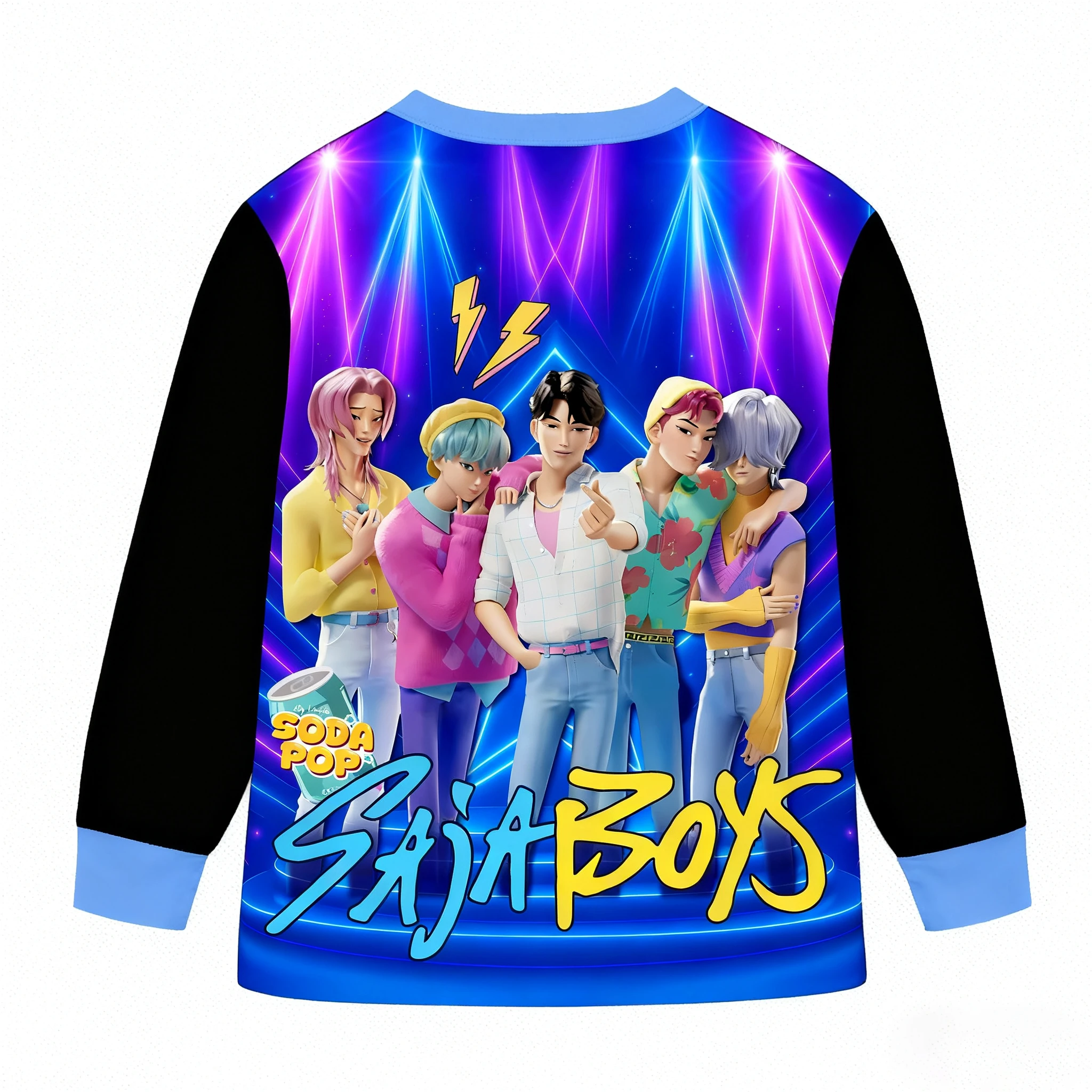 سترة بغطاء للرأس مطبوعة للأولاد من K-POP Saja للرجال والنساء والأطفال برقبة دائرية وأكمام طويلة معطف فضفاض للخريف والشتاء ملابس داخلية