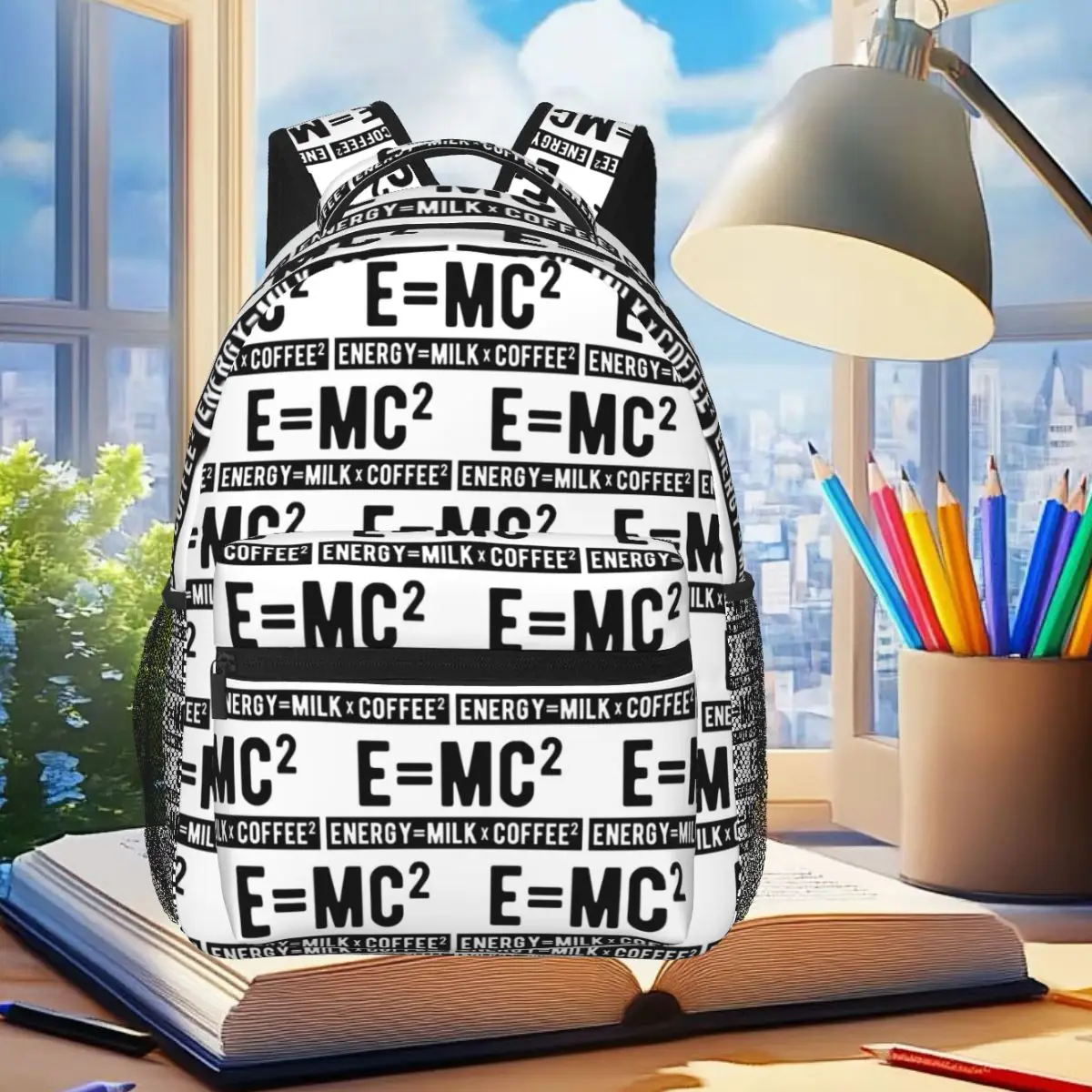 E=mc2 Funny Physics Joke Backpack Student Boys Girls BookBag Kids School Bag Computer Shoulder Bags for Men Women