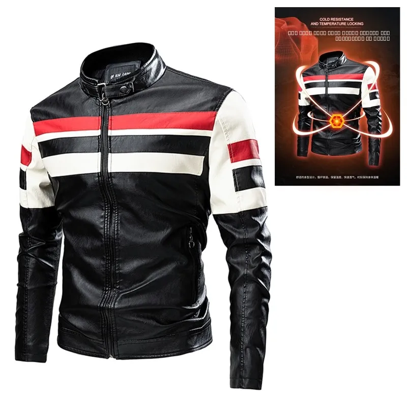

Мотоциклетная куртка-жилет 2026 в стиле ретро с цветными вставками, модная, для мужчин, больших размеров, молодежная, активная, зимняя, из искусственной кожи