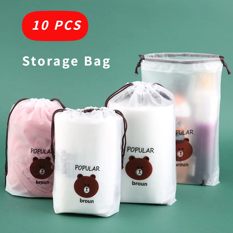 10PCS Storage  Zip lock bags Travel toiletries carry bag Waterproof cosmetic bag Rope pulling multi-purpose pocket