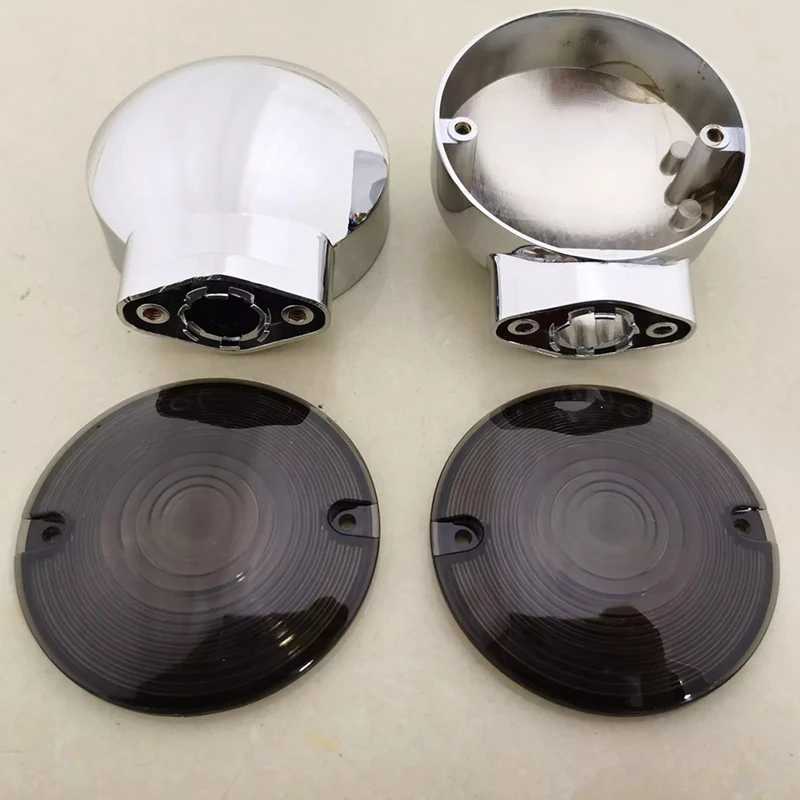 Chrome Turn Signal Housing W/ Smoke Lens Covers For  Touring Electra Glide