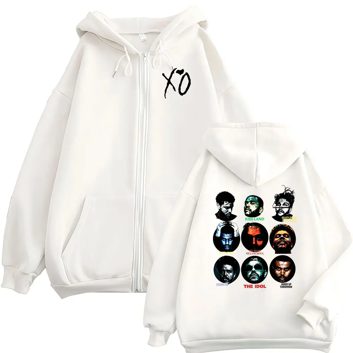 The Weeknd Hurry Up Tomorrow Album XO 2026 Zipper Hoodie Men's Hip Hop Loose Fashion Pullover Sweatshirt Long Sleeve Coats Hoody